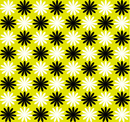 seamless pattern with black and white flowers