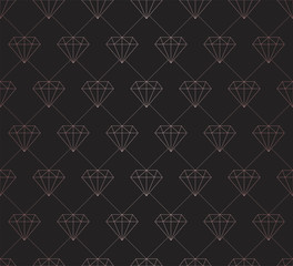 Geometric Diamond Vector Seamless Pattern. Abstract Art Deco Background. Classic Stylish Texture.