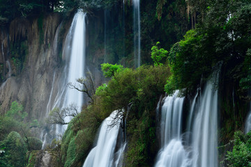 Great waterfall in Thailand. Beautiful waterfall in the green forest. Waterfall in tropical forest at Umpang National park, Tak, Thailand.