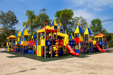Fototapeta na wymiar childrens play area, public place for active children's leisure