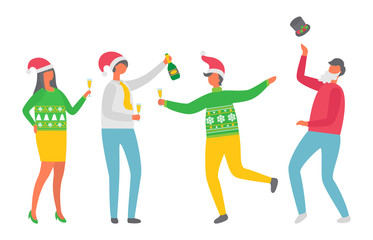 Dancing Man, Woman in Green Sweater with Fir Trees