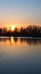 Smartphone HD Wallpaper of beautiful sunset with reflections near Plattling  - Isar - Bavaria - Germany