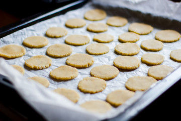 Cookie dough on baking sheet