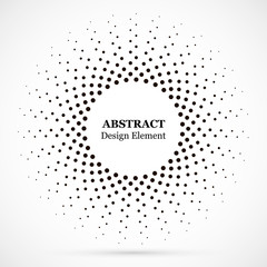 Halftone dotted background circularly distributed. Halftone effect vector pattern. Circle dots isolated on the white background.Border logo icon. Draft emblem for your design.
