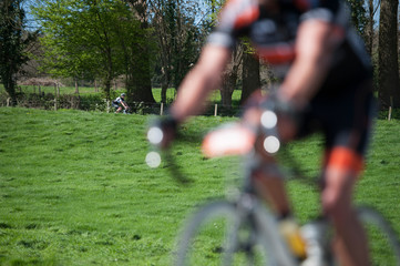 Bikers training in the countryside