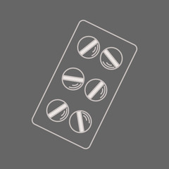 Pills pack blister icon in simple style. Illustration of pills vector icon isolated on background
