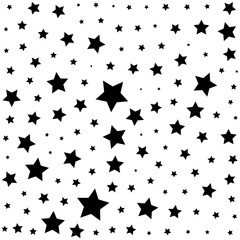Seamless pattern with black stars on a white background. Vector illustration