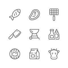Set line icons of grill
