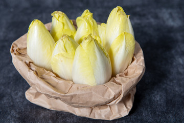 paper bag with endives from France or Belgium