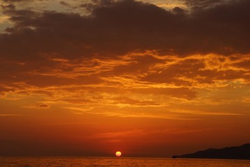 Bronze sunset in December 