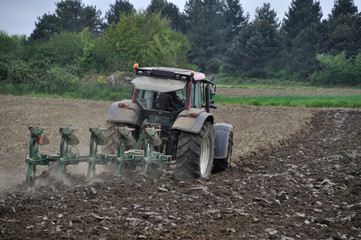 Tractor plowing