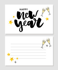 New Year Christmas lettering Calligraphy Brush Text Holiday Sticker gold illustration