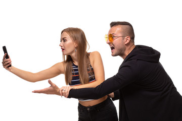 Secretly listening to conversation over phone or peeping social posts, messages. Couple...