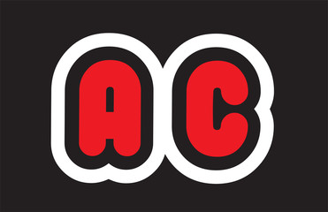 black white red alphabet letter ac a c logo  company icon design