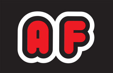 black white red alphabet letter af a f logo  company icon design