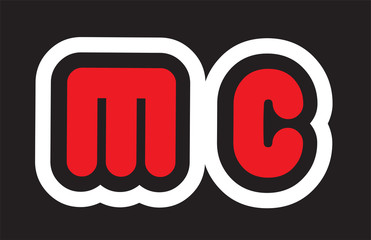 black white red alphabet letter mc m c logo  company icon design