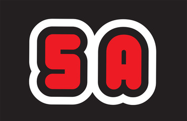 black white red alphabet letter sa s a logo  company icon design