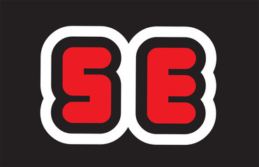 black white red alphabet letter se s e logo  company icon design
