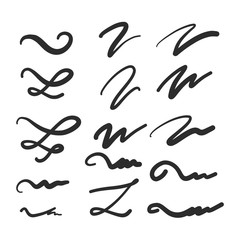 Set of hand drawn lettering and calligraphy swirls, squiggles. Vector ink decorations for composition - Vector - obrazy, fototapety, plakaty