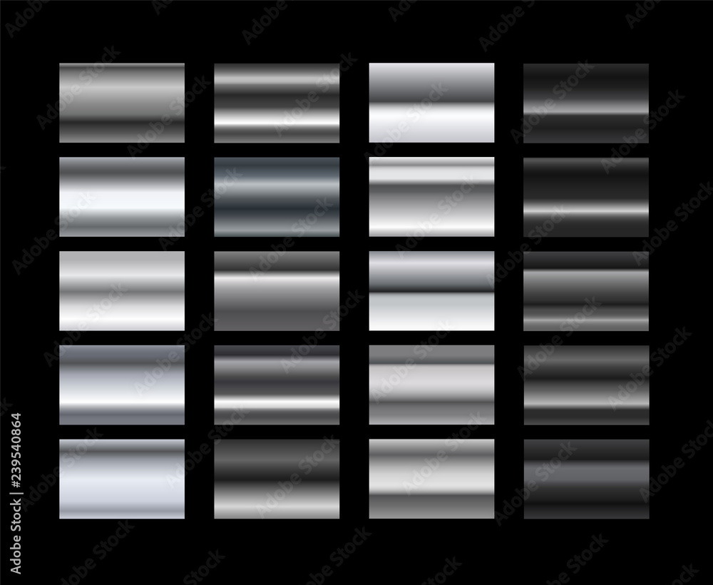 Poster different metal gradients vector set