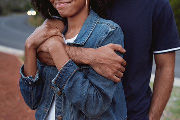 Couple backhug, love romantic moment