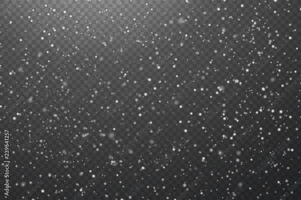 Poster christmas trees seamless pattern vector illustration. snowfall effect on transparent