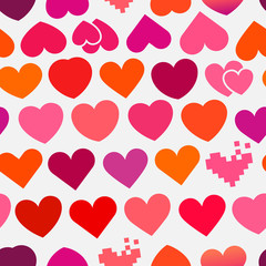 Heart symbols seamless background. Vector illustration