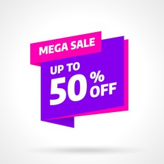 Sale banner template design, Mega sale best offer. End of season. Vector illustration.
