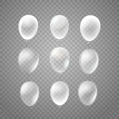 Flying air balloons isolated on tranparent background. Vector set