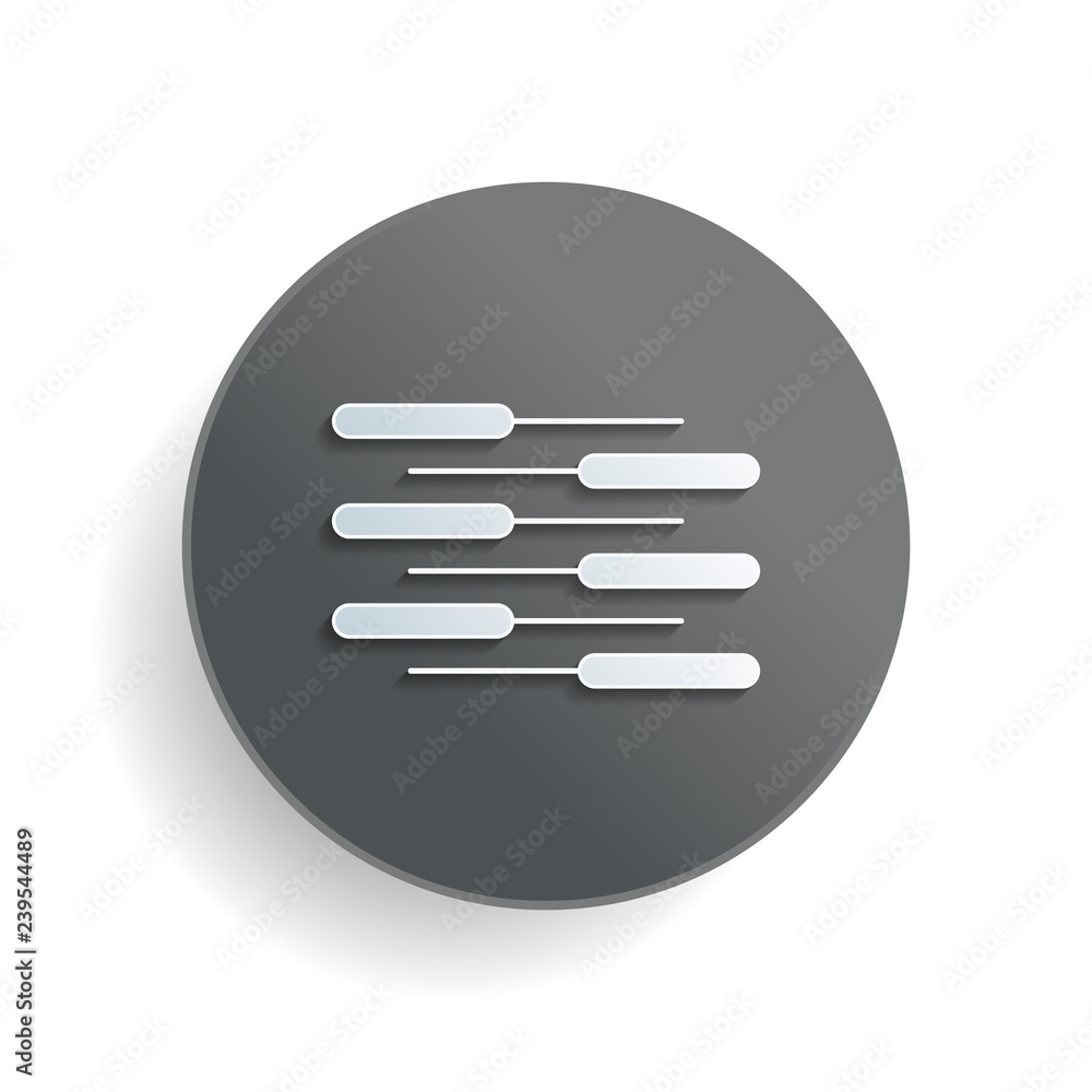 Poster double piano keyboard icon. duet. competition, vertical view. white paper symbol on gray round butto