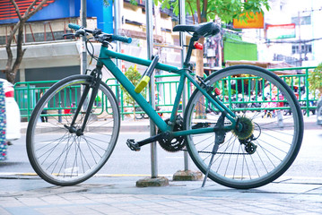 Fototapeta na wymiar Bicycle park at bus stop