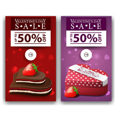 Valentine's Day banners with chocolate candy and gift