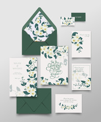 Fototapeta na wymiar Jasmine invitation card and letter collection.