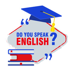 Bright flat banner for English language learning.