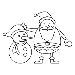 Christmas santa claus cartoon black and white