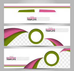 Banner template. Abstract background for design,  business, education, advertisement. Pink and green color. Vector  illustration.