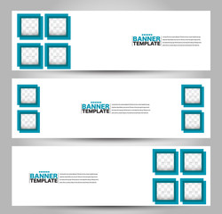 Banner template. Abstract background for design,  business, education, advertisement. Blue color. Vector  illustration.