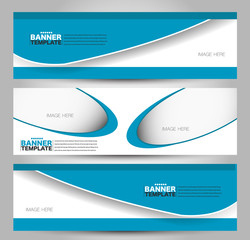 Banner template. Abstract background for design,  business, education, advertisement. Blue color. Vector  illustration.