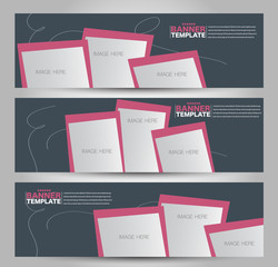Banner template. Abstract background for design,  business, education, advertisement. Grey and pink color. Vector  illustration.