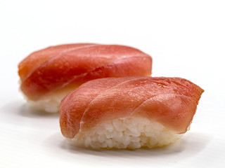 Sushi tuna Japanese food on isolate white background.