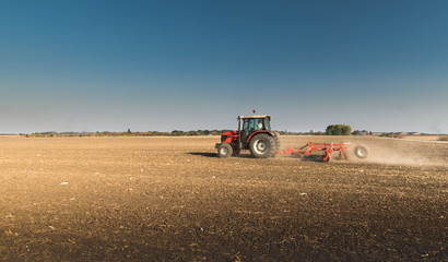 Plowing of stubble field