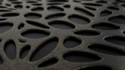 Abstract black background with bionic shape surface