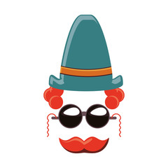 clown hat carnival with sunglasses and mustache