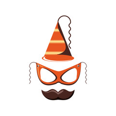 carnival hat accessory with mask and mustache