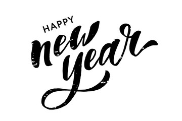 Obraz premium New Year Christmas lettering Calligraphy Brush Text Holiday Sticker Watercolor