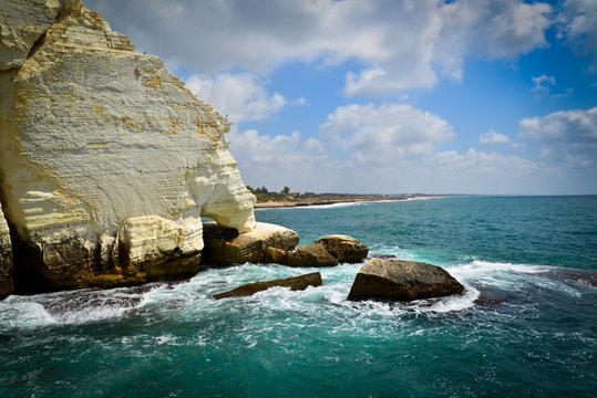 rocks in the sea in acco israel
