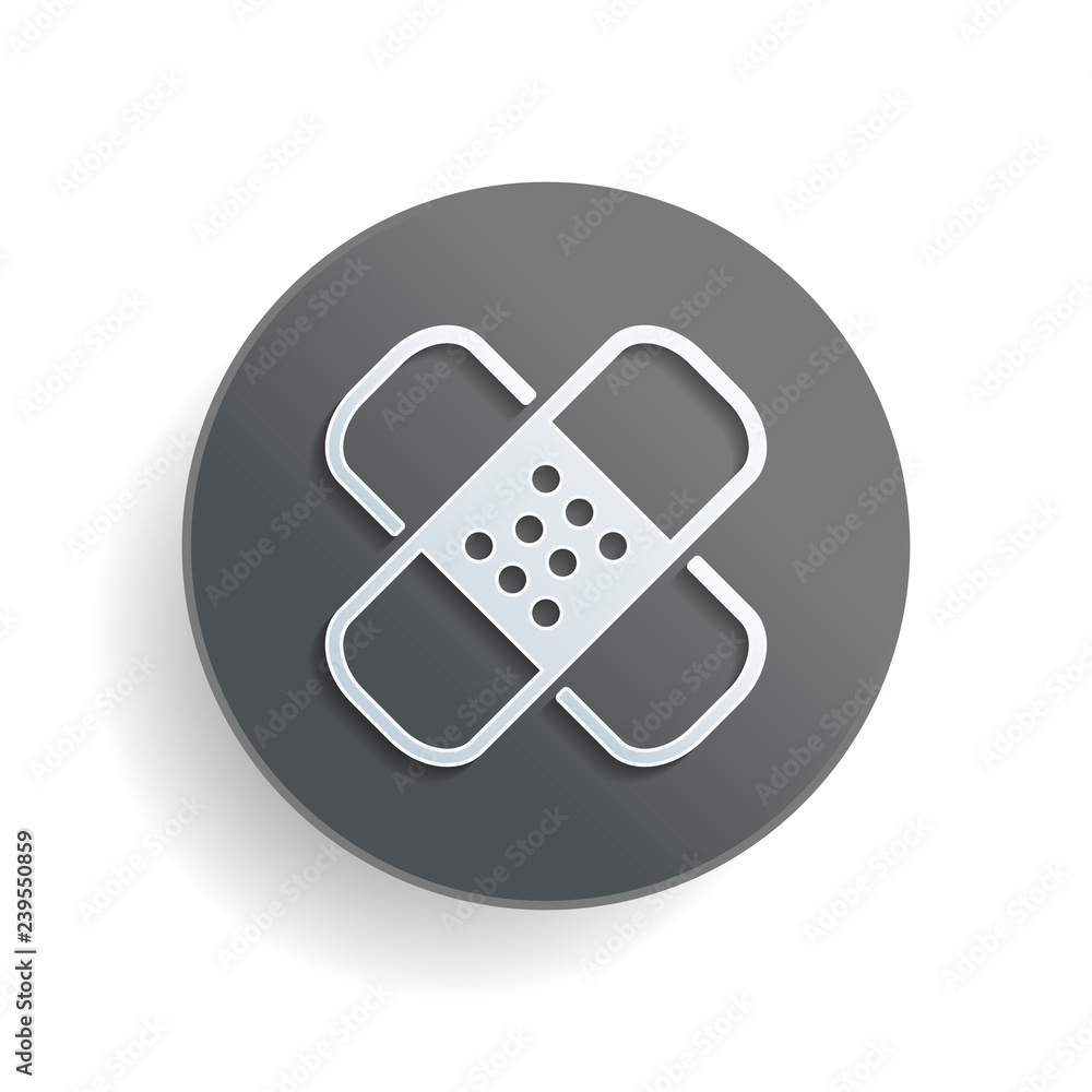 Poster band aid icon. plaster sign. couple of patches. simple linear icon with thin outline. white paper sy