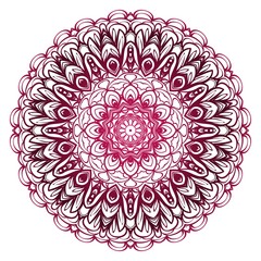 Hand-Drawn Henna Ethnic Mandala. Circle lace ornament. Vector illustration. for coloring book, greeting card, invitation, tattoo. Anti-stress therapy pattern.