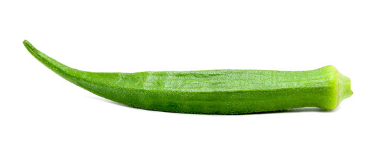 Green fresh okra isolated on white background. File contains with clipping path.