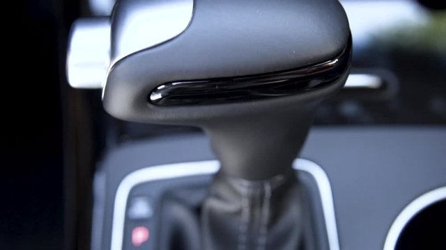 Close up of shifter in car